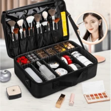 1个旅行化妆箱，化妆品收纳盒，便携式化妆师整理包，带可调节隔板，可收纳化妆品、化妆刷、洗漱用品、珠宝、数码配件，也可作为房间装饰、化妆间装饰。 - 彩色 - 查看 2