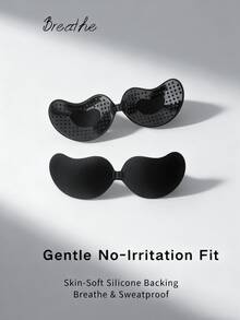 1对隐形粘性文胸，提拉塑形，轻薄透气无肩带乳贴 - 适合婚礼和吊带背心穿着 - 黑色 - 查看 5