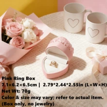1个心形永生花首饰盒 - 派对礼物，时尚便携，高端翻盖收纳盒，送给她的礼物，生日、情人节、新年、复活节、母亲节礼物，用于收纳耳环、戒指、项链