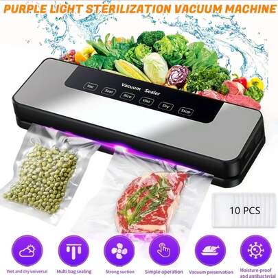 RAF Vakuumförslutare - Smart köksvakuumförslutare med vakuumpåsar - Utrustning för vakuumförslutning och livsmedelskonservering, lämplig för livsmedelsförvaring och färskhet - Fristående förslutningsmaskin för snackspåsar, köksverktyg för livsmedelskonservering - Vakuumförslutare. Rabatt på alla hjärtans dag och julklappar