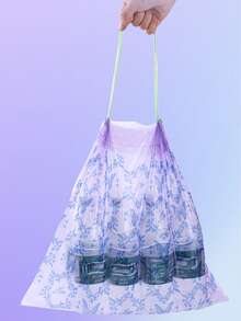 100pcs Lavender Scented Drawstring Trash Bags, Thick Large Size, Multi-Purpose High Density Polyethylene Disposable Mosquito Repellent Garbage Bags, Suitable For Kitchen, Bathroom, Bedroom, Living Room And Toilet