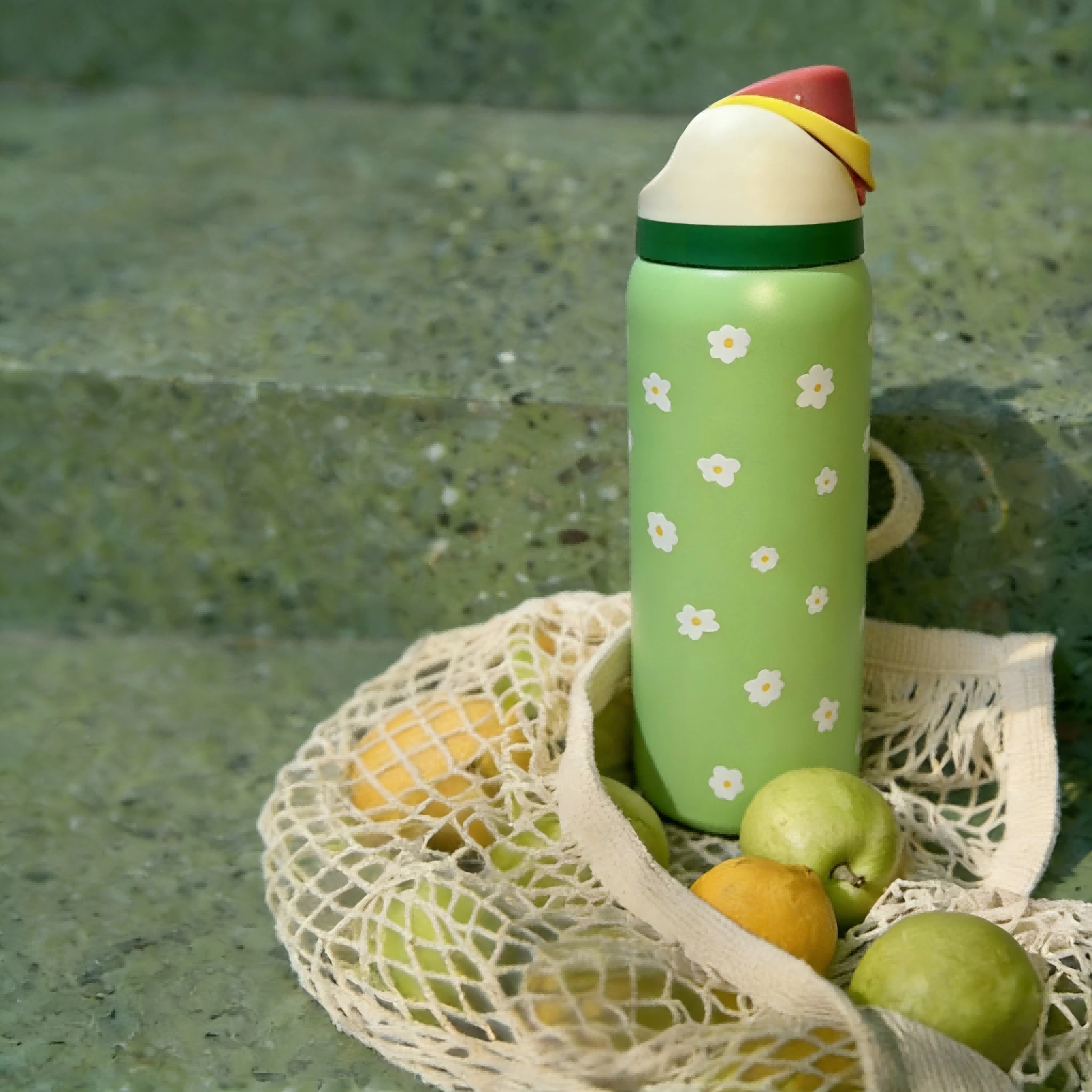 32 Oz Water Bottle Cup Boneyard Vacuum Water Bottle Drinkware Tumbler Stainless Steel Thermal Mug Original Cold Hot Cup OwalaFreeSip - 綠花綠色 - 查看 1