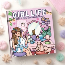 Livro de colorir interativo com tema de lavanderia, 40 páginas, 200 g/m², estilo aconchegante e relaxante, design minimalista em preto, cores suaves, ideal para material escolar e de papelaria, presente perfeito para meninas, casamentos e Dia das Mães. - Vida de garota - Ver 6