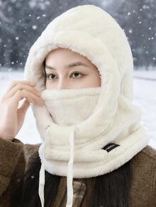 1/2pcs Women's Autumn/Winter Fleece Balaclava Hat, Ski Hat, Winter Hat, Face Covering, Thick Knit Beanie, Suitable For Daily Use, Skiing, Hiking, Fishing, Etc. - Multicolor - View 10