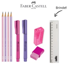 Faber Castell Back To School Supplies Kit With Pencil, Eraser, Sharpener And Highlighter - Hồng và Tím - Xem 4
