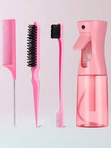 4pcs Slick Back Hair Brush Set With Hair Spray Bottle, Edge Brush Hair Brush Rat, Tail Comb Teasing Brush For Smoothing Baby Hair & Flyaways, Hair Brush, Comb, Hair Tools, Hair Products And Accessories For Barber Salon Beauty Travel Essentials,Back To School,Travel Holiday Essentials,Hair Accessories For Women,Brush,Hair Brushes,Edge Brush,Brush Hair,Hair Comb,Comb Hair,Detangling Brush,Ball Brush,Mini Hair Brush,Hair Brush Set,Wooden Comb,Hair Brush, Brush, Comb, Slick Back Brush, Hairbrush, Edge Brush, Brush Hair, Hair Comb, Hair Brush Set, Comb Hair, Mini Hair Brush, Detangling Brush, Hair Brushes,Hair, Accessories, Hair Products, Hair Tools, Hair Stuff, Hair Care, Curly Hair Brush, Barber, Barber Accessories, Hairdressing Equipment,Travel Essentials,Travel Essential,Hairstyle,Hairdressing - Black - View 3