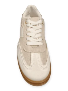 SNEAKERS BASSI IN PELLE SINTETICA E TESSUTO - White - View 3