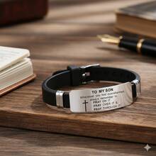 Men's Stainless Steel Bracelet, My Son's Inspiring Bracelet, My Son's Prayer Cross Bracelet, Religious Jewelry, Christmas Gift, Graduation Gift