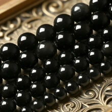 1 Strand 6mm/8mm/10mm/12mm Natural Black Obsidian Beads Gemstone Round Loose Beads Black Obsidian Beads Crystal Gemstone For Jewelry Making With Crystal Stretch Cord DIY Bracelet Necklace - Multicolor - View 1