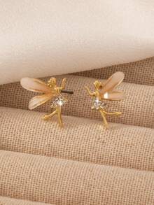 1 Pair Fairy Butterfly & Pixie Earrings, Suitable For Young Girls - Gold - View 3