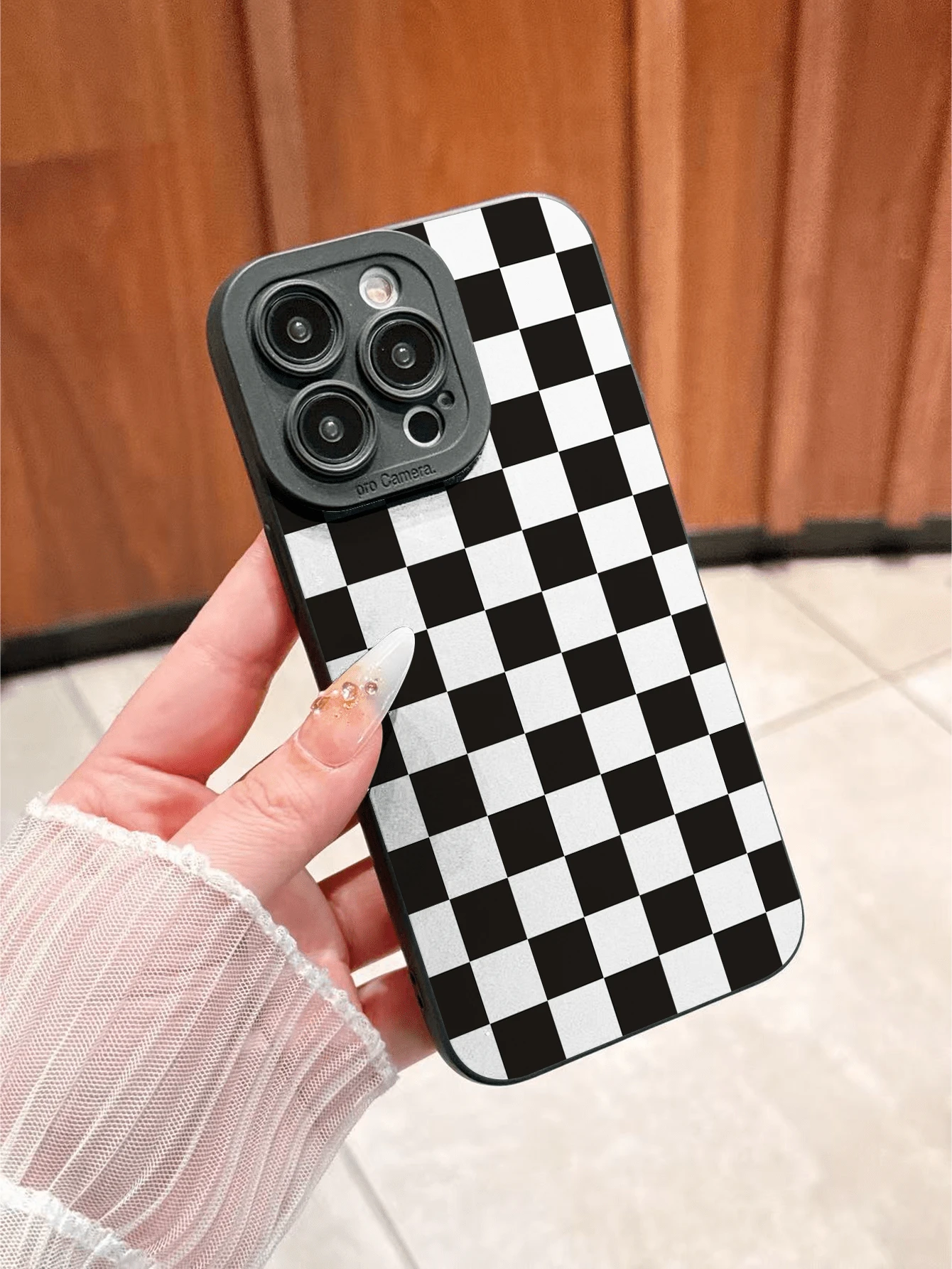 Checkerboard Phone Case, Checkerboard Phone Case, 360 Degree Protection, Lens Protection, Matte TPU Frosted Phone Case Compatible With IPhone & Galaxy, 16, 16 Pro Max, 16 Pro, 16 Plus, Phone Case, Case 17 Pro Max, Covers, Cute Phone Case - Black and White - View 1