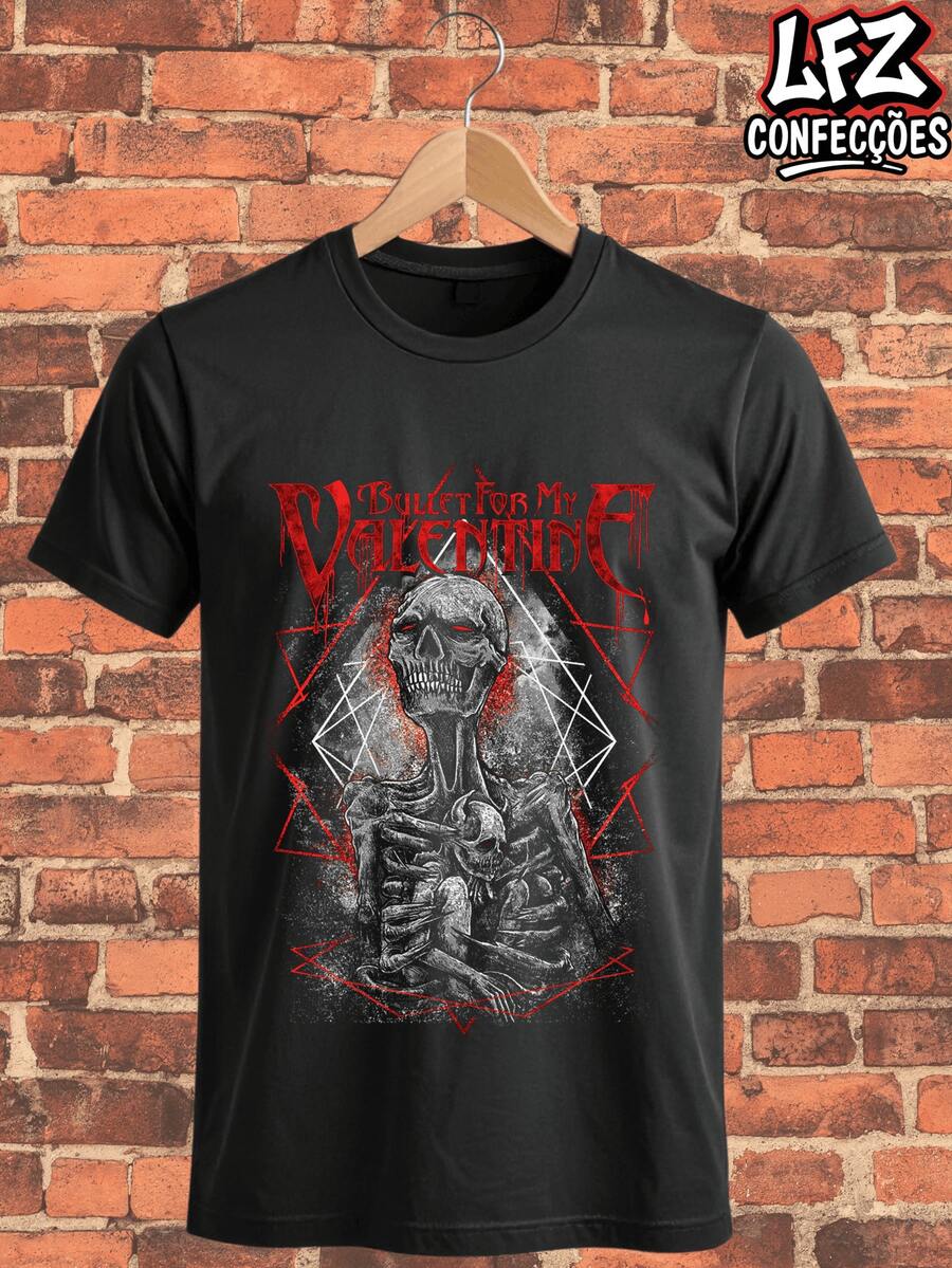 Heavy Metal Band T-Shirt Bullet For My Valentine Unisex T-Shirt Blouse 100% Cotton Premium Streetwear New Release Immediate Shipping!! Plus Size - màu đen - Xem 1