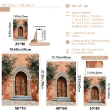 1幅复古摩洛哥风格墙面艺术海报，赤陶拱形图案，斋月摩洛哥旅行海报，开斋节礼物，斋月装饰 | 祝您宰牲节快乐，开斋节快乐，优雅的斋月海报，可选带框或不带框，房间装饰，家居装饰，大学宿舍公寓装饰，酒店，家庭，客厅，卧室，浴室和办公室墙面装饰礼物 - 彩色 - 查看 8