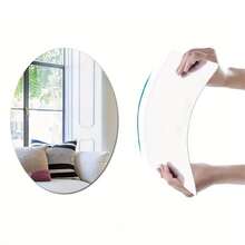 7.9*11.8 Inch Oval Acrylic Mirror Wall Sticker - Self-Adhesive No Drilling, High Definition, Suitable For Bathroom, Makeup, Vanity - Lightweight Frameless Design, Polished Surface, Perfect For Minimalist Home Decor, Easy Installation | Themed Mirror | Lightweight Mirror, Bathroom Decor - Silver - View 11