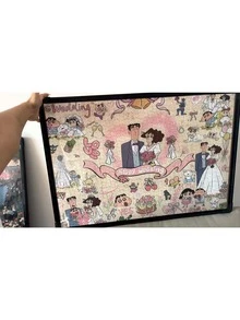 1000片蜡笔小新拼图，成人卡通动漫拼图，蜡笔小新和美冴婚纱拼图，适合作为情人节或朋友礼物 - 彩色 - 查看 6