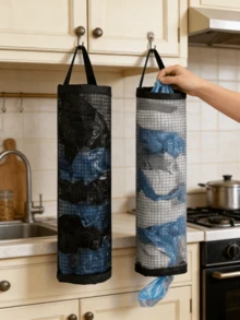 2个装垃圾袋收纳袋，塑料袋分配器，耐用可水洗垃圾袋架，清洁用品，家居工具，返校必备品，壁挂式厨房垃圾袋收纳架，圆形杂物收纳袋，厨房用品，清洁用品收纳，门后悬挂式收纳袋，带可拆卸可水洗网袋的壁挂式厨房垃圾袋架