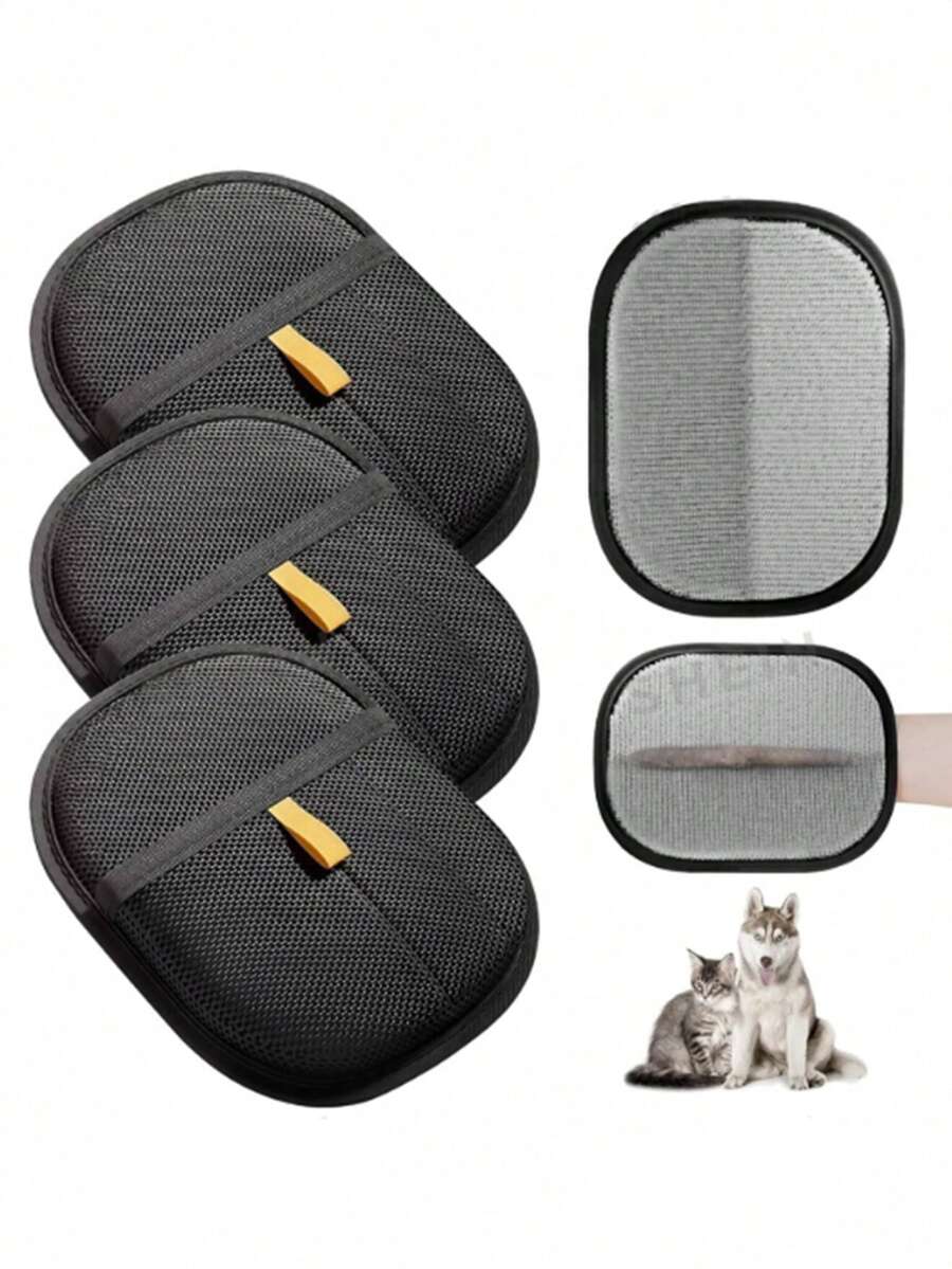 3/2pcs Pet Hair Cleaning Gloves, Cat Hair Remover, Cat Grooming Tool, Cat Fur Removal Brush, Lint Remover, Double-Sided Dog Hair Brush, Anti-Static Pet Hair Removal Gloves, Bi-Directional Brushing Design, Washable And Reusable, Suitable For Furniture, Bedding, Car Seats, Etc.