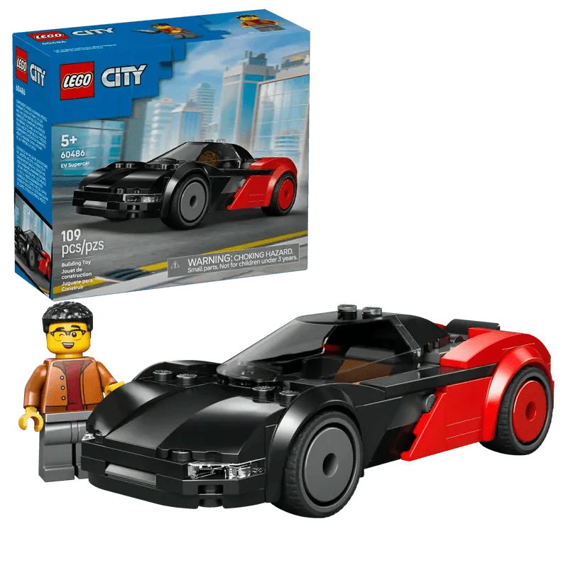 LEGO City EV Supercar Building Toy For Kids - Pretend Play Set For Boys & Girls, Ages 5+ - Sports Car Toy W/Driver Minifigure - Gift Idea For Birthdays - 60486
