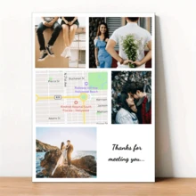 1 Tranh Canvas Treo Tường Tùy Chỉnh (Không Khung) - Trang Trí Tường Ảnh Cá Nhân Hóa, Tải Lên 4 Ảnh, Chọn Địa Điểm Gặp Gỡ, Quà Tặng Cho Người Yêu, Đối Tác - Thích Hợp Cho Phòng Khách, Phòng Ngủ, Phòng Học - Quà Tặng Ngày Lễ Độc Đáo, Tranh Treo Tường Canvas - Nhiều màu - Xem 2