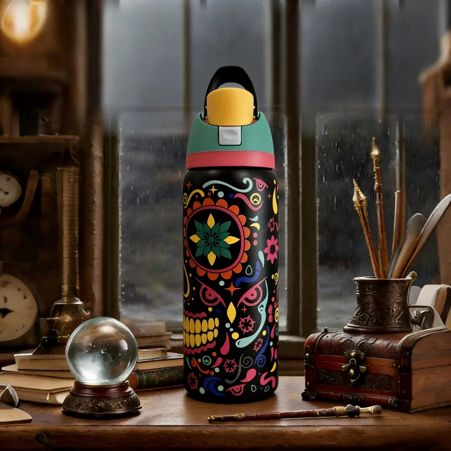 32 Oz Water Bottle Cup Boneyard Vacuum Water Bottle Drinkware Tumbler Stainless Steel Thermal Mug Original Cold Hot Cup OwFreeSip - Đầu lâu đường đen - Xem 1