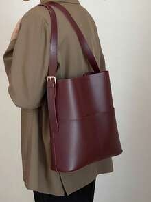 Versatile Large Capacity Women's Shoulder Bag, Korean Style - Burgundy - View 2
