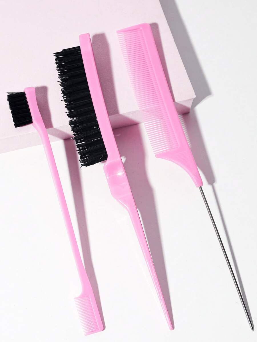 3pcs Slick Back Hair Brush Set With Edge Brush Hair Brush Rat Tail Comb Teasing Brush For Smoothing Baby Hair & Flyaways,Hair Brush,Comb,Hair Tools,Hair Products And Accessories For Barber Salon Beauty Travel Essentials,Back To School,Travel Holiday Essentials,Hair Accessories For Women,Brush,Hair Brushes,Edge Brush,Brush Hair,Hair Comb,Comb Hair,Detangling Brush,Ball Brush,Mini Hair Brush,Hair Brush Set,Wooden Comb, Comb, Slick Back Brush, Hairbrush, Edge Brush, Brush Hair, Hair Comb, Hair Brush Set, Comb Hair, Mini Hair Brush, Detangling Brush,Hair Products, Hair Tools, Hair Stuff, Hair Care, Curly Hair Brush, Barber, Barber Accessories, Hairdressing Equipment,Hair Brush,Slick Back Brush,Styling Brush,Curly Hair Brush,Edge Brush,Hair Comb,Brush Hair,Hair Brush Set,Comb Hair,Comb For Curls,Detangling Brush,Hair Brush For Women,Hair,Travel,Hair Products,Hair Tools,Hair Stuff,Barber,Barber Accessories,Barbershop,Hairdressing Equipment - 粉色 - 查看 1