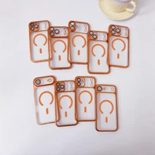 全新奢华哑光磁吸手机壳，兼容 17/16/15/14/13 Pro Max，半透明带镜头保护膜，瞬间升级至 17 系列 - 橘色 - 查看 8