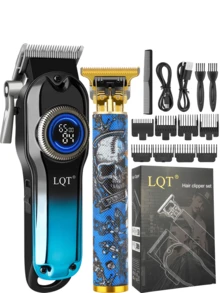 LQT 1/2/3pcs Professional Hair Clipper & Beard Trimmer Set, Men's Cordless Electric Hair Clipper, USB Rechargeable & Digital Display, Men's Grooming Tools, Portable Electric Shaver, Home Haircut Kit, Christmas Gift For Dad, Gift For Men - Multicolor - View 9