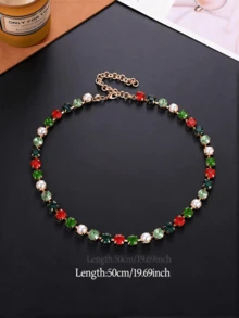 1Pc Copper Claw Glass Rhinestone Resin Diamond Necklace, Elegant And Soft Rhinestone Women's Necklace, Suitable For Women's Parties, Gifts, Gatherings, Daily Wear, And Holiday Gifts - Style 1 - View 5