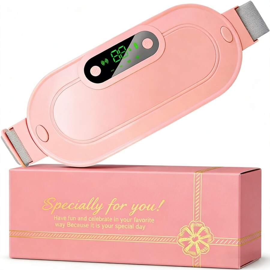 2026 Upgraded Menstrual Heating Pad Smart Uterus Warmer Belt, Relief Waist Cramps Vibrating Abdomina Wassager Uterus Warmer Waist Massager, Winter & Women Girlfriend Wife Gift - 粉色 - 查看 1