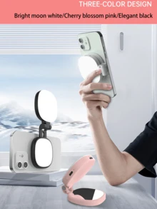 Mirror Design Magnetic Phone Selfie Ring Light With Mirror, Extendable Foldable Mini LED Fill Light, Dimmable Portable Lamp For Live Streaming/Video Recording/Makeup/Vlogging For Women's Day Gift - Type a - View 8