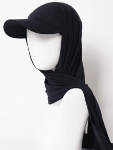 1顶女士经典纯色时尚休闲百搭棒球帽/头巾帽，适合夏季和秋季防晒 - 藏青色 - 查看 4