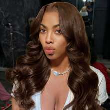 32 Inch Chocolate Brown Lace Front Wig 13x4 Chocolate Brown Wig Body Wave Lace Front Wigs Human Hair Glueless Wigs 250% Density HD Transparent Body Wave Lace Frontal Wig Human Hair - S4 - 查看 8