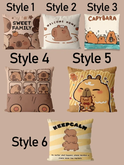 Cartoon Capybara Pillowcase, Cute Capybara Pattern, Living Room Bedroom Pillowcase, Cushion Cover, Nap Pillow Cover, Exquisite Birthday Gift