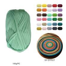 100克/卷 T恤纱线，弹性织物针织纱线，适用于DIY，细带纱线，粗针织纱线，适合手工DIY毯子、垫子、钩针编织项目、家居装饰 - 彩色 - 查看 10