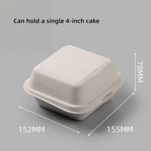Disposable Pulp Food Containers - For Rice Cake, Burger & Pastry, Takeout Bento Boxes - Multicolor - View 2