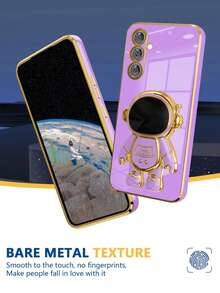 宇航员支架手机壳，兼容苹果 11/12/13/14/15 Pro Max、三星 S22/23/24+ A04/A05/A14/A15/A24/A25/A34/A54、OPPO Reno、Realme、VIVO、Redmi 13C+ - 紫色 - 查看 3