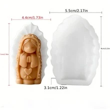 1个祈祷女孩硅胶模具 - 3D跪姿，手持念珠，适用于树脂/蜡烛/粘土，宗教活动礼品/家居装饰收藏/纪念蜡烛/圣母玛利亚祈祷蜡烛模具 - 白色 - 查看 9