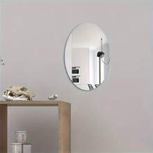 7.9*11.8 Inch Oval Acrylic Mirror Wall Sticker - Self-Adhesive No Drilling, High Definition, Suitable For Bathroom, Makeup, Vanity - Lightweight Frameless Design, Polished Surface, Perfect For Minimalist Home Decor, Easy Installation | Themed Mirror | Lightweight Mirror, Bathroom Decor - Silver - View 2