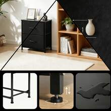 Small Nightstand With 2 Storage, 2-Drawer Compact End Table (20" Height) With Premium Wooden Top & Durable Fabric Storage Drawers, Multipurpose Dresser/Bedside Table For Bedroom, Sturdy Space-Saving Storage Cabinet For College Dorm Room, Slim Side Table With Smooth-Glide Drawers For Closet/Entryway, Easy-Assemble Wooden Top Fabric Night Stand For Small Spaces, Functional Storage Furniture For Guest Room/Studio Apartment, Cute & Practical 2-Drawer End Table For Bedroom Organization, Lightweight Yet Sturdy Nightstand For Teenagers' Room, 20 Inch Tall Small Dresser With Fabric Drawers For Narrow Spaces, Multipurpose Bedside Storage Table For Organizing Books, Phones & Small Items, High-Quality Wooden Top Nightstand With Fabric Storage For Home & Dorm Use - 黑色 - 查看 2