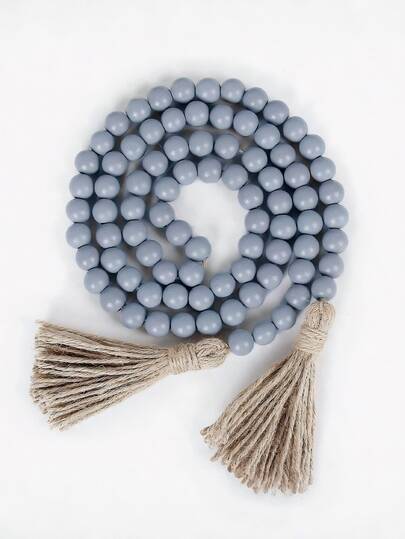 一套多用途木珠流苏装饰品，配有纯色绳子，适用于装饰、墙面悬挂、乡村风格装饰、烛台、创意礼物、节日装饰、生日派对用品、浪漫礼物、家居装饰、情人节装饰