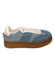 SNEAKERS BASSI IN PELLE SINTETICA E TESSUTO - Blue - View 6