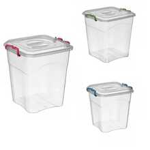 Plastic Storage Box Boxes Lid Handles Food Container Home Kitchen Office Box UK - 15L - View 2