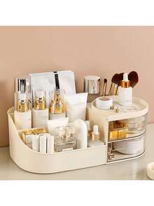 1pc Drawer Style Multi-Layer Makeup Organizer Box - Dustproof Vanity Desk Storage Box For Lipstick, Skincare, Cosmetics, Space Saving For Bedroom, Bathroom, Home, Travel, Makeup Room Decor,Makeup Bag,Travel Essential - Multicolor - View 6