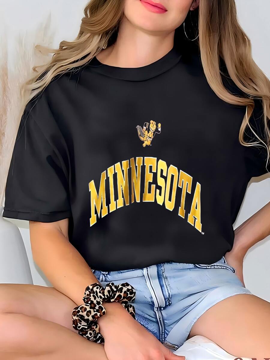Womens Vintage Minnesota Gophers Hoodie T-Shirt - Black - View 1