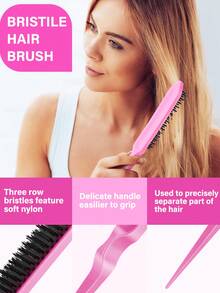 4pcs Slick Back Hair Brush Set With Hair Spray Bottle, Edge Brush Hair Brush Rat, Tail Comb Teasing Brush For Smoothing Baby Hair & Flyaways, Hair Brush, Comb, Hair Tools, Hair Products And Accessories For Barber Salon Beauty Travel Essentials,Back To School,Travel Holiday Essentials,Hair Accessories For Women,Brush,Hair Brushes,Edge Brush,Brush Hair,Hair Comb,Comb Hair,Detangling Brush,Ball Brush,Mini Hair Brush,Hair Brush Set,Wooden Comb,Hair Brush, Brush, Comb, Slick Back Brush, Hairbrush, Edge Brush, Brush Hair, Hair Comb, Hair Brush Set, Comb Hair, Mini Hair Brush, Detangling Brush, Hair Brushes,Hair, Accessories, Hair Products, Hair Tools, Hair Stuff, Hair Care, Curly Hair Brush, Barber, Barber Accessories, Hairdressing Equipment,Travel Essentials,Travel Essential,Hairstyle,Hairdressing - Black - View 12