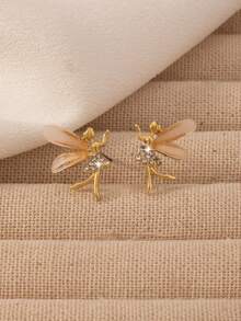 1 Pair Fairy Butterfly & Pixie Earrings, Suitable For Young Girls - Gold - View 1