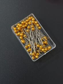 100 peças/Caixa Alfinetes com Lantejoulas Coloridas/Alfinetes de Contas DIY/Alfinetes com Cabeça Grande Coloridos/Alfinetes de Fixação Coloridos (Aproximadamente 4cm de Comprimento, Branco/Preto/Verde/Azul/Rosa/Magenta/Amarelo/Vermelho/Cores Mistas) - Multicolorido - Visão 8