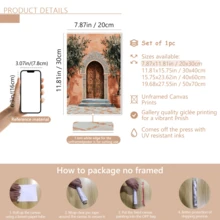 1幅复古摩洛哥风格墙面艺术海报，赤陶拱形图案，斋月摩洛哥旅行海报，开斋节礼物，斋月装饰 | 祝您宰牲节快乐，开斋节快乐，优雅的斋月海报，可选带框或不带框，房间装饰，家居装饰，大学宿舍公寓装饰，酒店，家庭，客厅，卧室，浴室和办公室墙面装饰礼物 - 彩色 - 查看 13