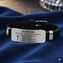 Men's Stainless Steel Bracelet, My Son's Inspiring Bracelet, My Son's Prayer Cross Bracelet, Religious Jewelry, Christmas Gift, Graduation Gift